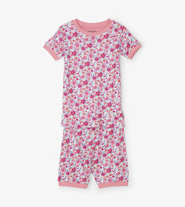 Summer Garden Organic Cotton Short Pajama Set - Pink Yarrow