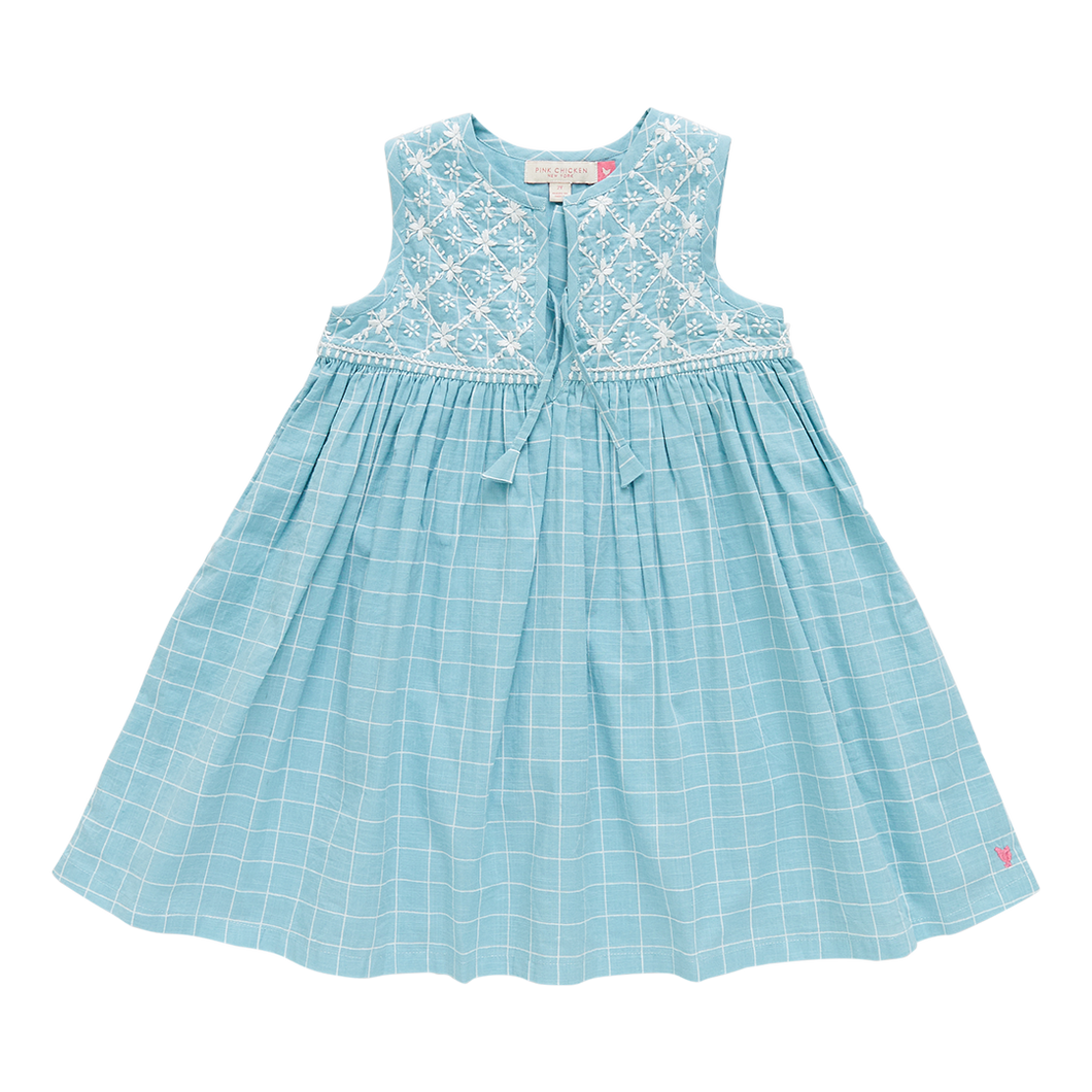 Girls Jade Dress - Blue Tattersall