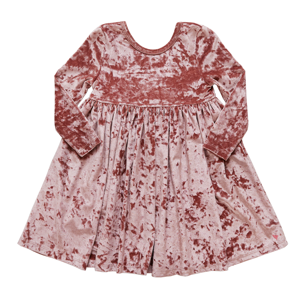 Girls Steph Dress - Crushed Mauve Velvet