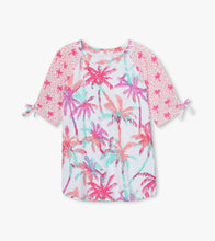 Load image into Gallery viewer, Ombre Palms Short Sleeve Rashguard - White