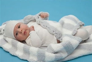 Chenille Blanket - Silver and Ivory