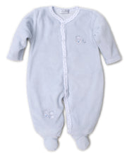 Load image into Gallery viewer, Bear-Y-Cute Velour Footie - Light Blue