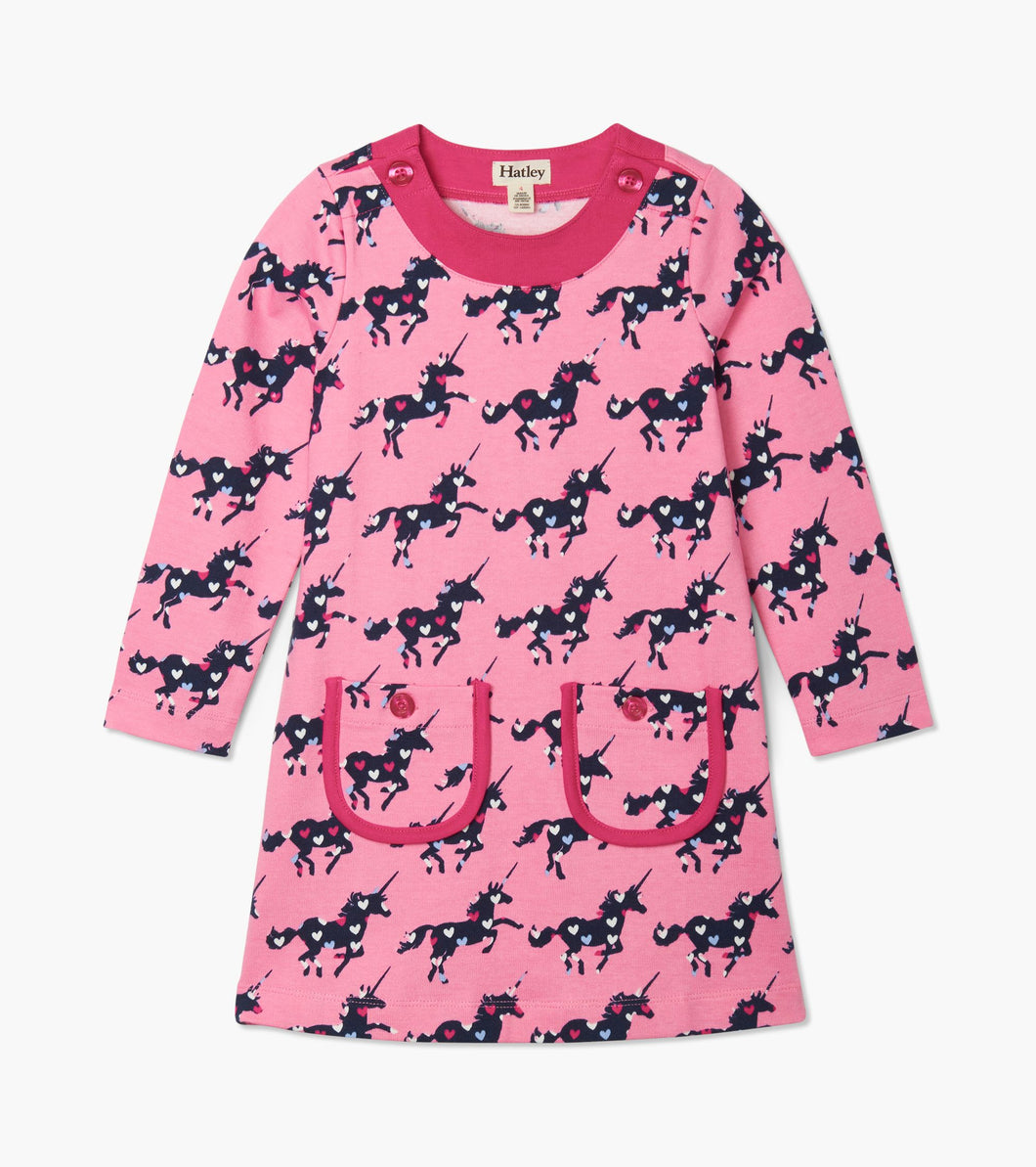 Lovely Unicorns Mod Dress - Sachet Pink