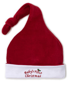 Baby's First Christmas 19 Velour Stocking Hat - Red