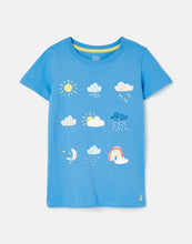Load image into Gallery viewer, Pixie Short Sleeve Screenprint Artwork T‐Shirt - Blue Weather Icons