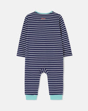 Load image into Gallery viewer, Winfield Organically Grown Cotton Artwork Romper - Navy Stripe Dino