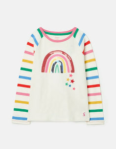 Lorna Long Sleeve Artwork Top - White Rainbow