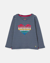 Load image into Gallery viewer, Harbour Luxe Long Sleeve Stripe &amp; Artwork T‐shirt - Navy Heart