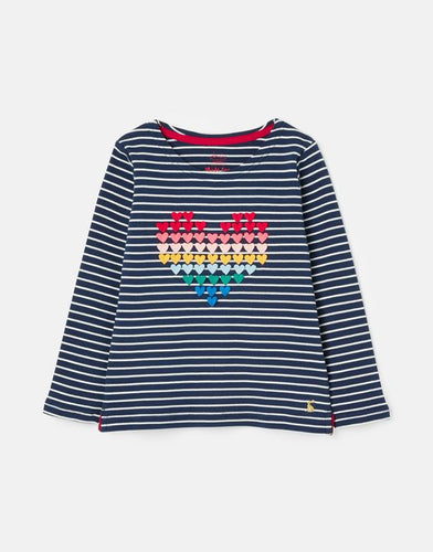 Harbour Luxe Long Sleeve Stripe & Artwork T‐shirt - Navy Heart