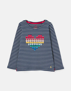 Harbour Luxe Long Sleeve Stripe & Artwork T‐shirt - Navy Heart