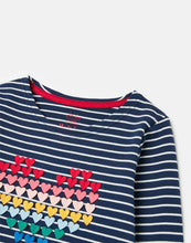 Load image into Gallery viewer, Harbour Luxe Long Sleeve Stripe &amp; Artwork T‐shirt - Navy Heart