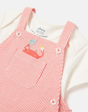 Load image into Gallery viewer, Duncan Woven Dungaree Set - Pink Crab