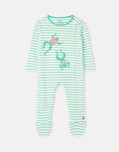 Zippy Organically Grown Cotton Babygrow - White Green Stripe