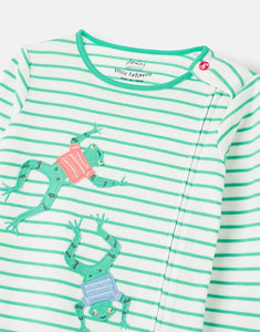 Zippy Organically Grown Cotton Babygrow - White Green Stripe