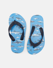 Load image into Gallery viewer, JNR Flip Flop Lightweight Summer Sandal - Blue Sharks