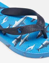 Load image into Gallery viewer, JNR Flip Flop Lightweight Summer Sandal - Blue Sharks