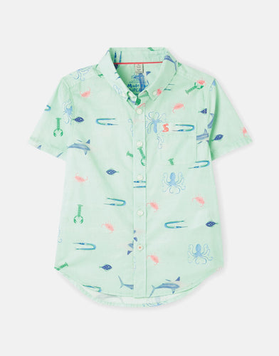 Sefton Printed Short Sleeve Shirt - Green Sea Creatures