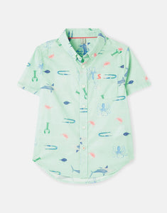 Sefton Printed Short Sleeve Shirt - Green Sea Creatures