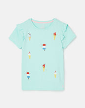 Load image into Gallery viewer, Gaze Short Sleeve Embroidered T‐Shirt - Blue Ice Creams