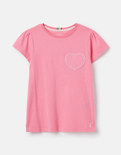 Cassie Short Sleeve Heart Patch T‐Shirt - Aurora Pink