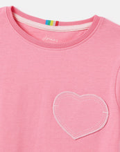 Load image into Gallery viewer, Cassie Short Sleeve Heart Patch T‐Shirt - Aurora Pink