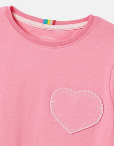 Cassie Short Sleeve Heart Patch T‐Shirt - Aurora Pink