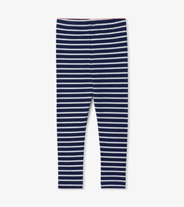Nautical Stripe Leggings - Patriot Blue