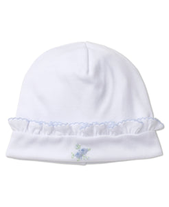 Winter Rosebuds Hat with Hand Emb - Blue
