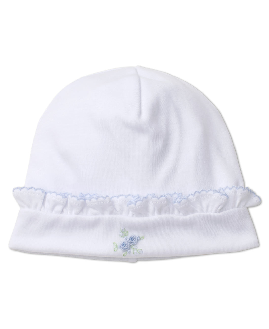 Winter Rosebuds Hat with Hand Emb - Blue