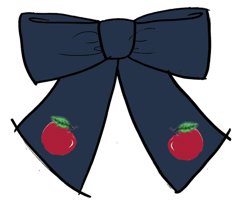 Bow - Apple Embroidery - Dress Blues