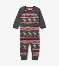 Load image into Gallery viewer, Fair Isle Moose Baby Sweater Romper