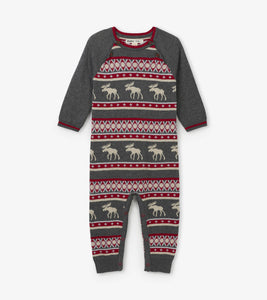 Fair Isle Moose Baby Sweater Romper