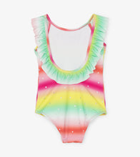 Load image into Gallery viewer, Shimmer Rainbow Ruffle Sleeve Swimsuit - Pink Yarrow