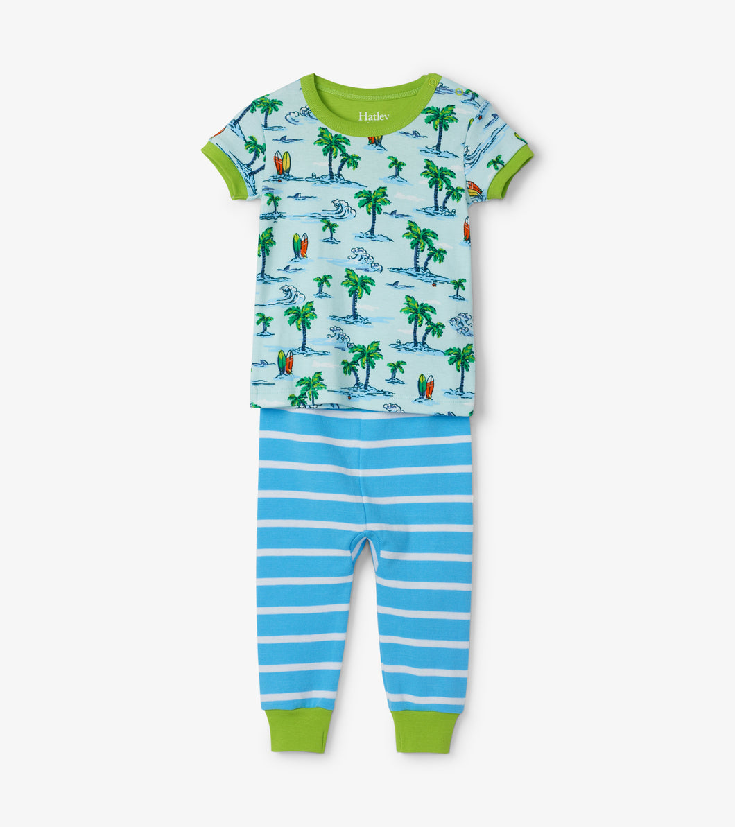Hawaiian Tropics Organic Cotton Baby Short Sleeve - Corydalls Blue