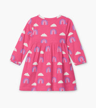 Load image into Gallery viewer, Happy Rainbows Baby Crossover Dress - Carmine Rose
