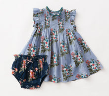 Load image into Gallery viewer, Stevie Dress Set - Faded Blue Franken Floral