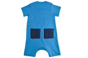 Whale Sailor Romper - Blue