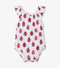 Load image into Gallery viewer, Love Bugs Baby Ruffle Swimsuit - White