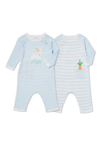 Load image into Gallery viewer, Bunny Intarsia Knit Blue Coverall