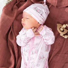 Load image into Gallery viewer, Pink Love You a Ton Modal Magnetic Sack Gown &amp; Hat Set
