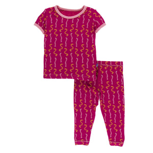 Print Short Sleeve Pajama Set Rhododendron Worms