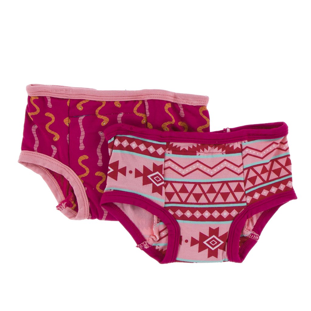 Training Pants Set of 2 - Rhododendron Worms and Strawberry Mayan Print