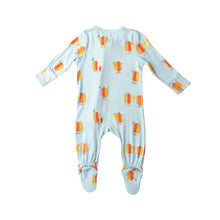 Load image into Gallery viewer, Hotdogs/Blue 2 Way Ruffle Zipper  Footie