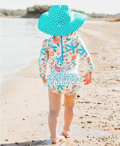 Baby Seaside Floral Long Sleeve One Piece Rash Guard