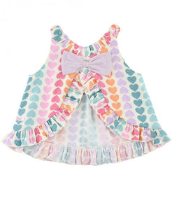 Rainbow Hearts Knit Ruffle Swing Top and Bottoms