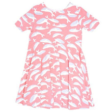 Load image into Gallery viewer, Swirly Girl Dress w/Cap Sleeve - Pink Whale