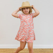 Load image into Gallery viewer, Swirly Girl Dress w/Cap Sleeve - Pink Whale