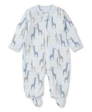 Load image into Gallery viewer, Giraffes Footie w/ Zip PRT - Multi Blue