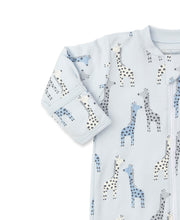 Load image into Gallery viewer, Giraffes Footie w/ Zip PRT - Multi Blue
