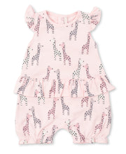 Load image into Gallery viewer, Giraffes Short Playsuit PRT- Multi Pink